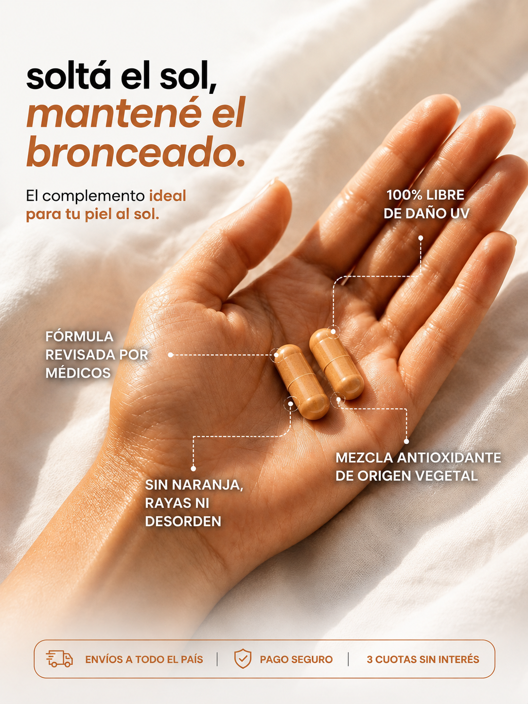 LYNVIA GLOW+ Vitaminas Bronceadoras - 60 Cápsulas