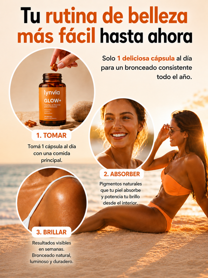 LYNVIA GLOW+ Vitaminas Bronceadoras - 60 Cápsulas
